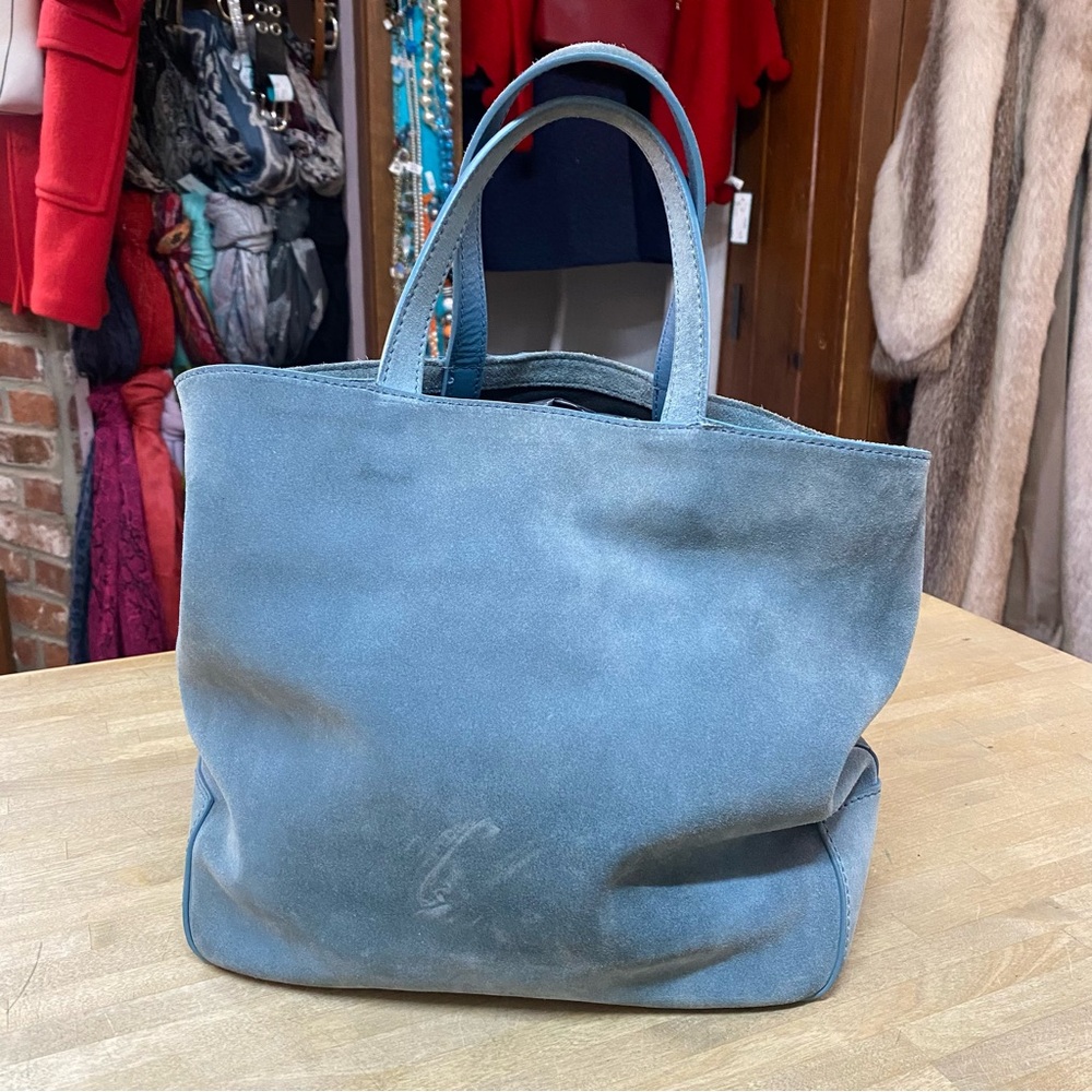 BRANDON BLACKWOOD Blue Suede Satchel Crossbody - Picture 5 of 11